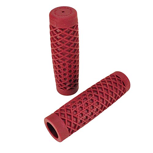 VansWaffle Pattern Rubber Motorcycle Grips - OXBLOOD RED - Sold as a pair for 1 bars - Made In The USA RED1