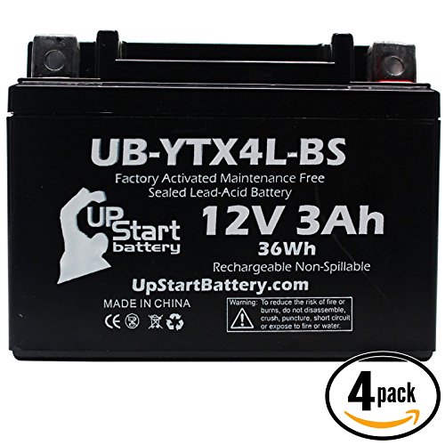 4-Pack Replacement 2003 Bombardier Can-Am DS50 Quest 50CC Factory Activated Maintenance Free ATV Battery - 12V 3Ah UB-YTX4L-BS