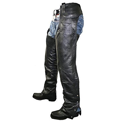 Xelement B-7555 Mens Classic Braided Elastic Fit Leather Chaps - 48